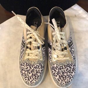 Cole Haan zerogrand 360 tennis winner leopard gold metallic trim lace-up shoes